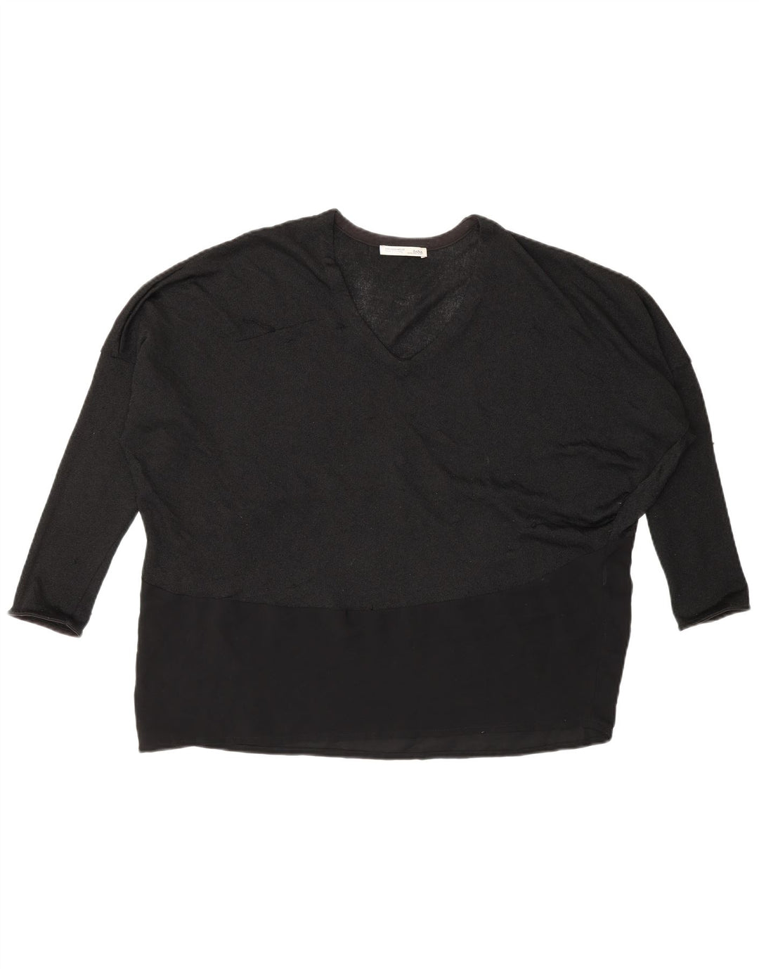 Zara Dame Batwing Top Langærmet UK 14 Medium Sort