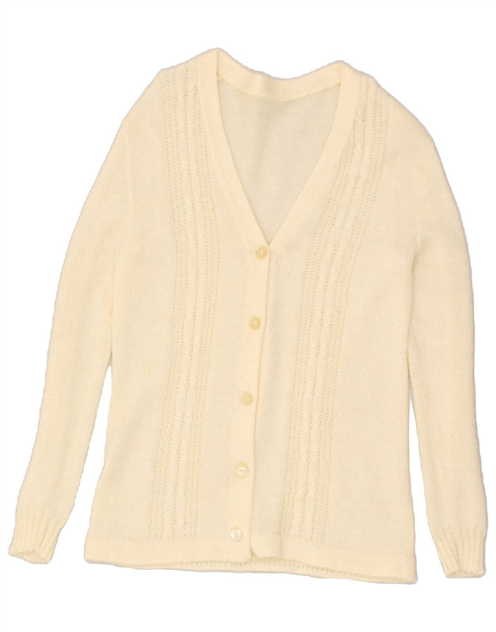 VINTAGE Womens Cardigan Sweater UK 14 Medium Beige | Vintage Vintage | Thrift | Second-Hand Vintage | Used Clothing | Messina Hembry 