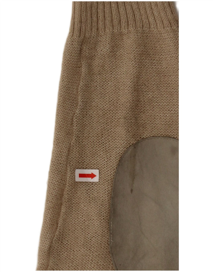 Vintage Dame Crop Cardigan Sweater UK 12 Medium Beige Alpaca Uld