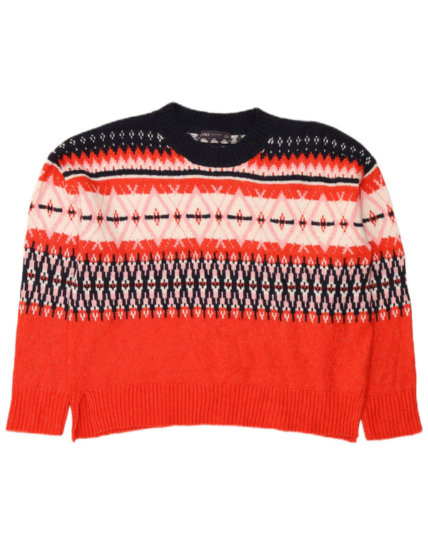 Marks & Spencer Dame sweater med rund hals DK 16 Large Red Fair Isle