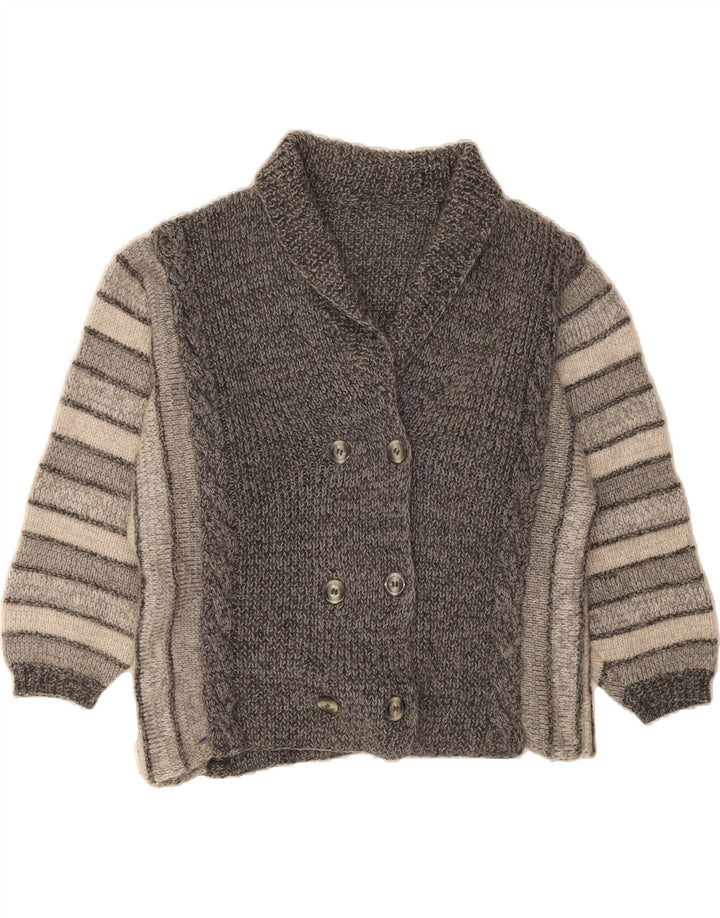 VINTAGE Womens Cardigan Sweater UK 16 Large Grey Striped Vintage Vintage and Second-Hand Vintage from Messina Hembry 