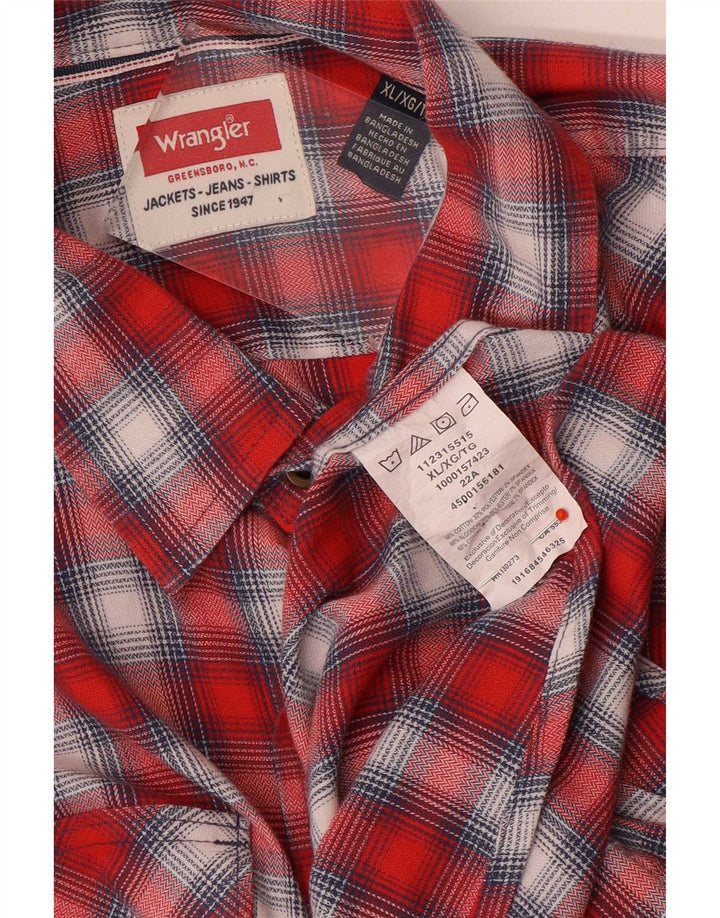 Wrangler vestlig flannelskjorte til mænd XL rød ternet bomuld