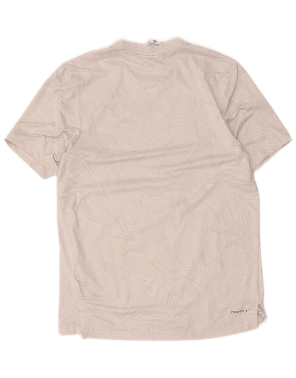 Nike Herre Dri Fit grafisk T-shirt top mellemgrå geometrisk polyester