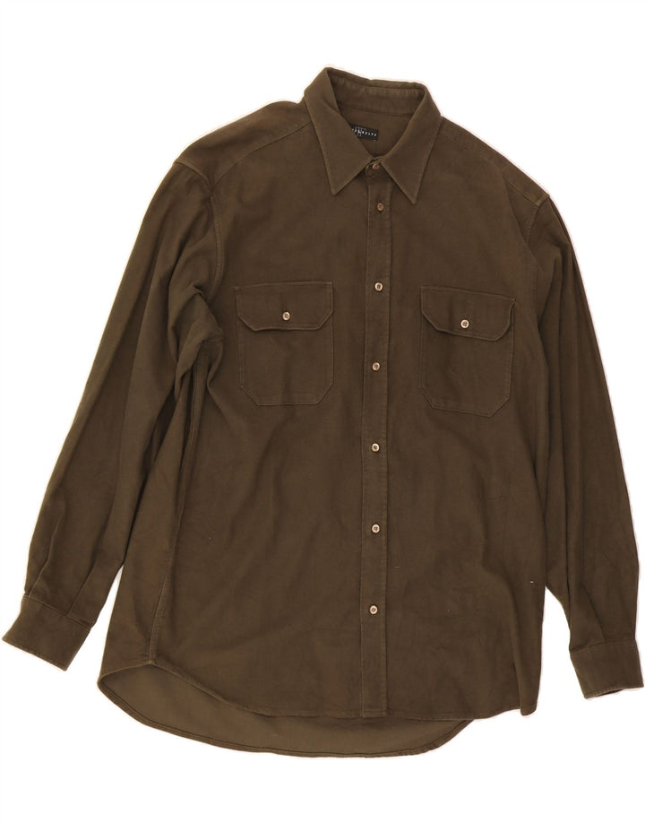 BELFE & BELFE Mens Shirt Size 44 XL Khaki Cotton Vintage Belfe & Belfe and Second-Hand Belfe & Belfe from Messina Hembry 