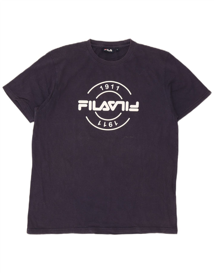 Fila Herre grafisk T-shirt Top Stor marineblå bomuld