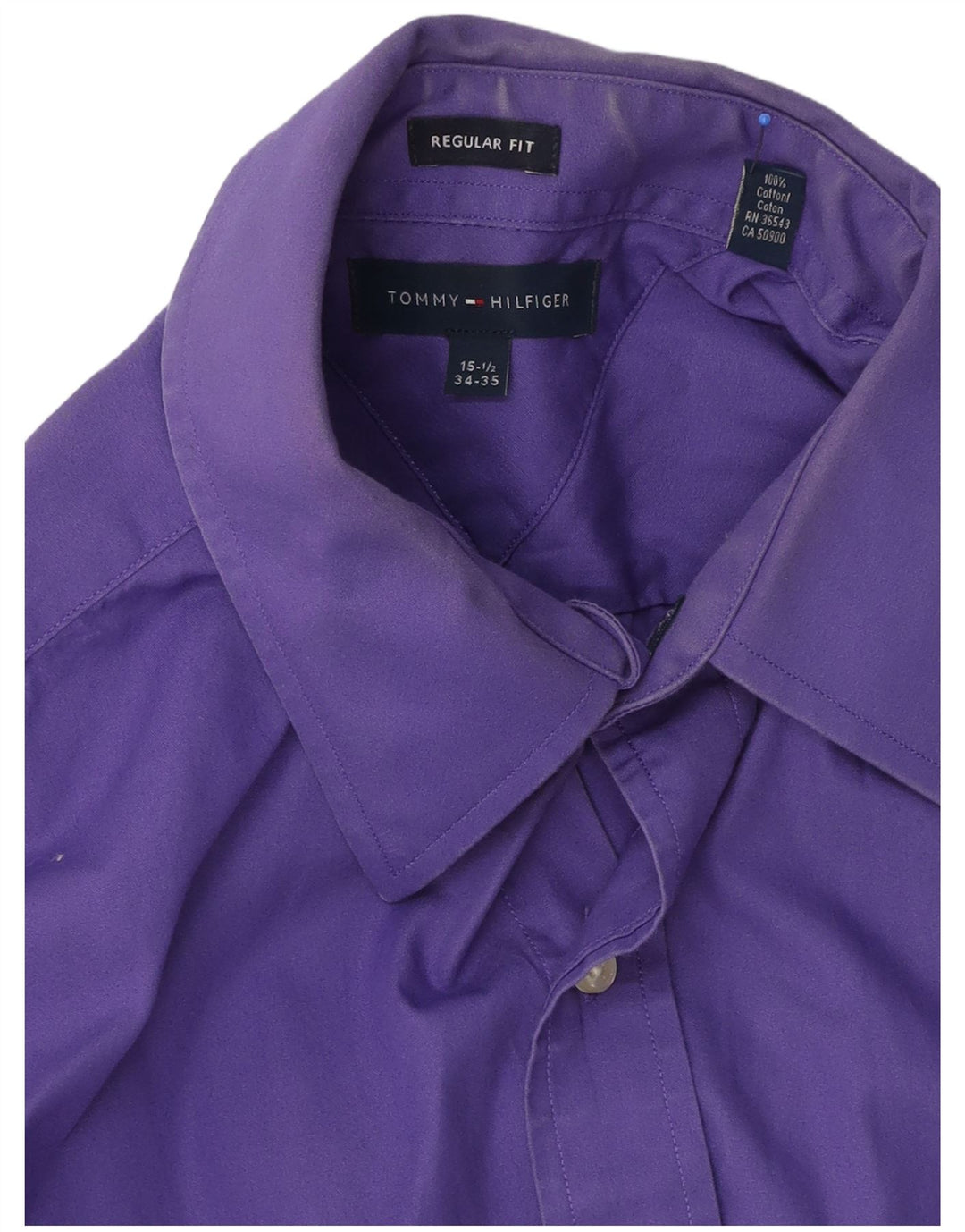 Tommy Hilfiger Herre Regular Fit Skjorte Størrelse 15 1/2 Medium Lilla Bomuld