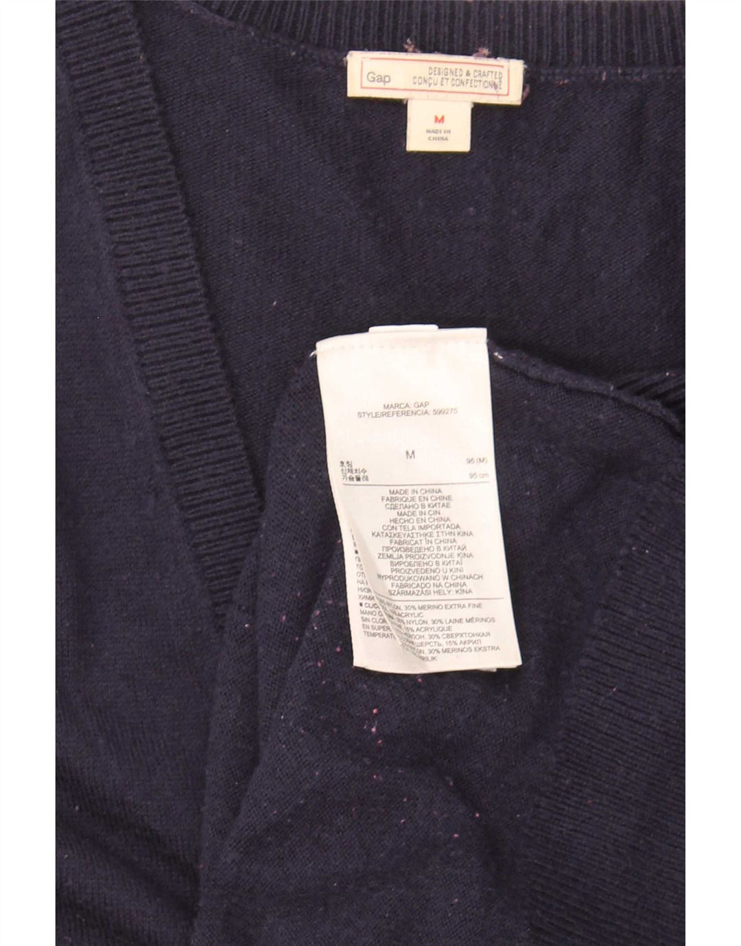 Gap Dame Cardigan Sweater UK 12 Medium Navy Blue Nylon