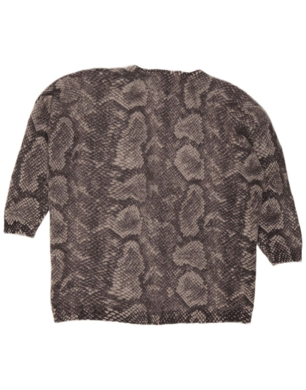 Marks & Spencer Dame V-hals sweater UK 22 2XL Grå Animal Print