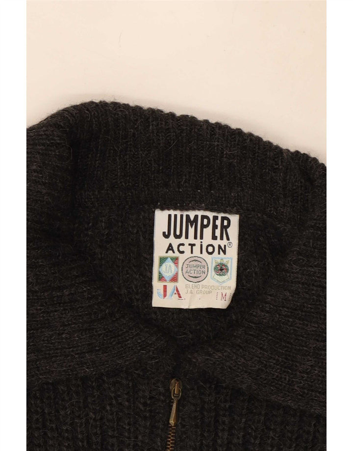 Vintage herre polo hals sweater mellemgrå uld
