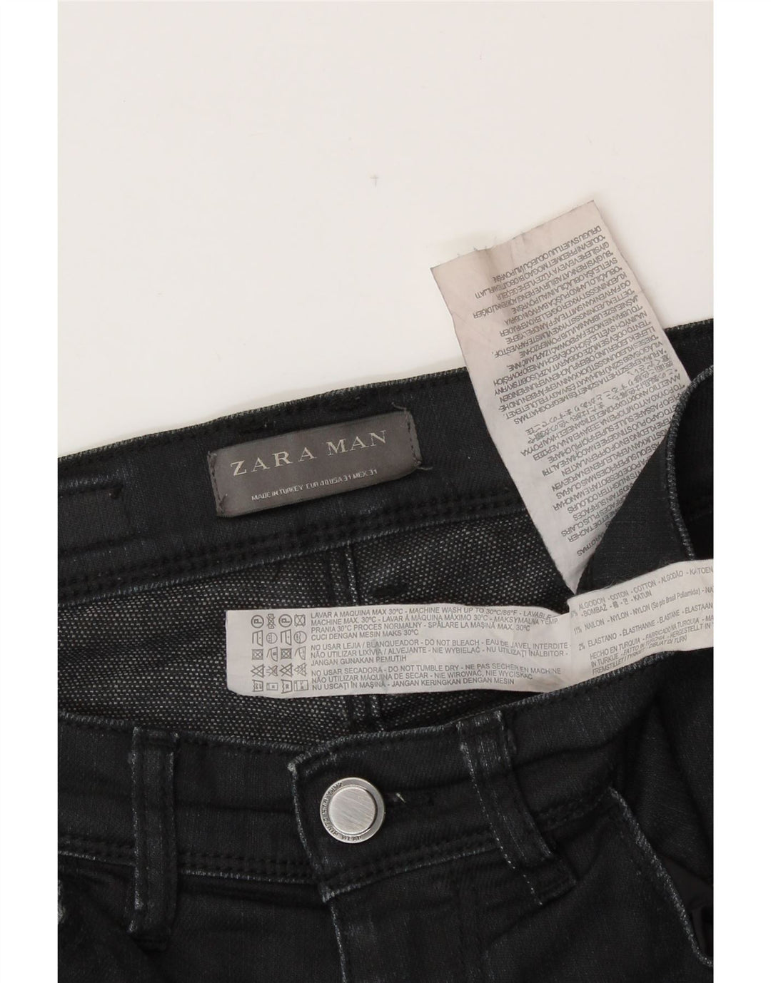 ZARA Skinny Jeans til mænd EU 40 Medium W31 L30 Sort Bomuld