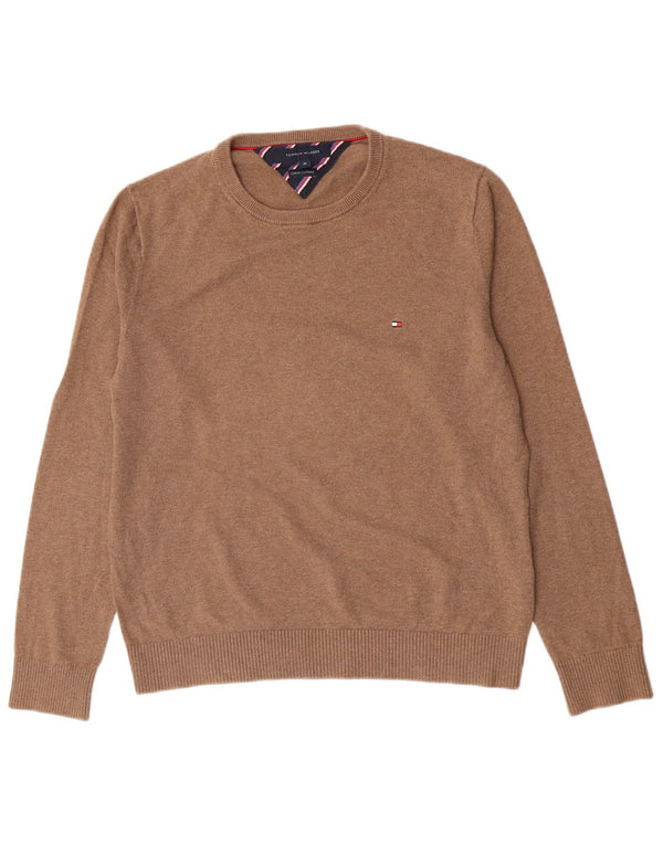 Tommy Hilfiger Herre Crew Neck Jumper Sweater Medium Brun Bomuld