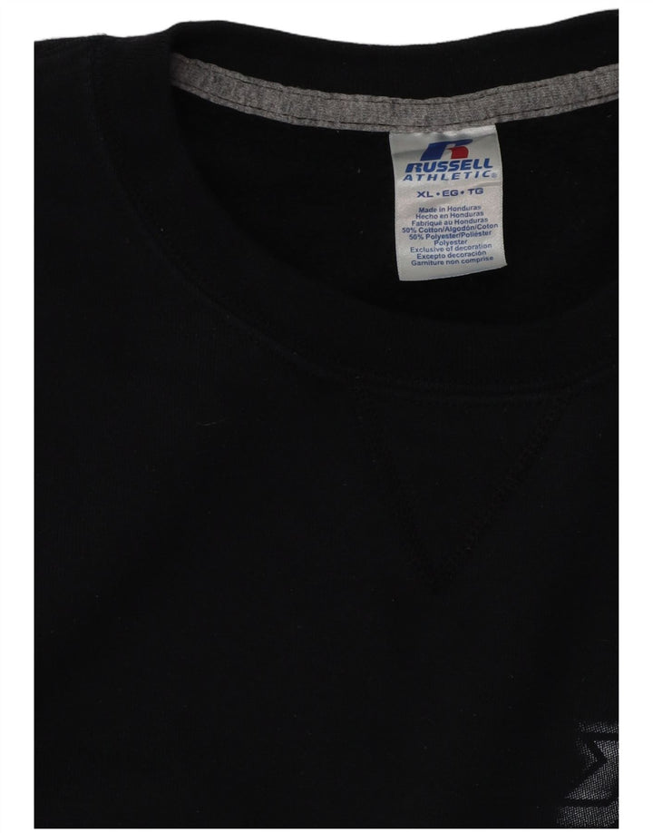 RUSSELL ATHLETIC Herre Grafisk Sweatshirt Jumper XL Sort Bomuld