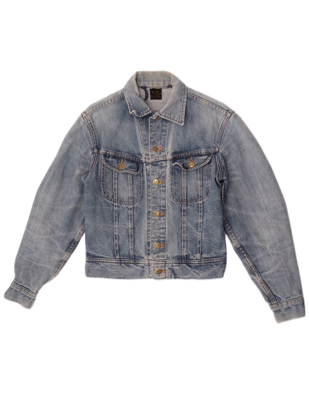 Lee Dame Crop Denim Jacket UK 12 Medium Blue