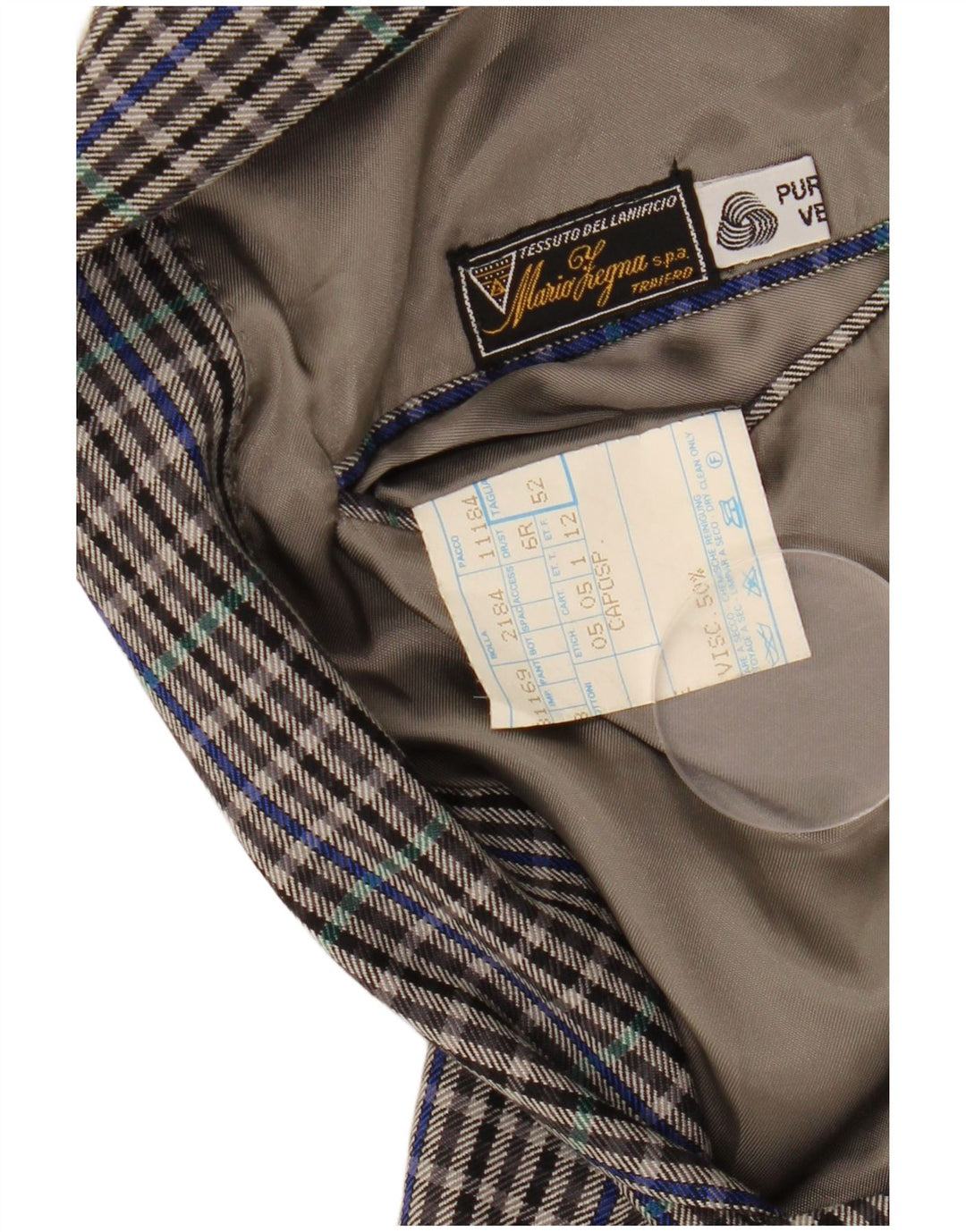 MARIO ZEGNA Herre 2-knaps blazerjakke IT 52 XL Grå ternet uld