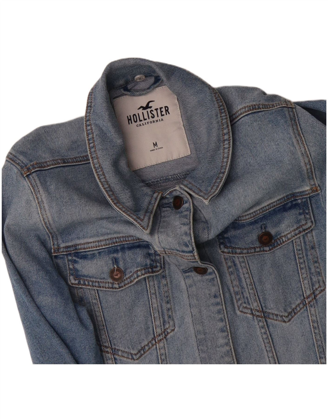 HOLLISTER Womens Denim Jacket UK 14 Medium Blue Cotton