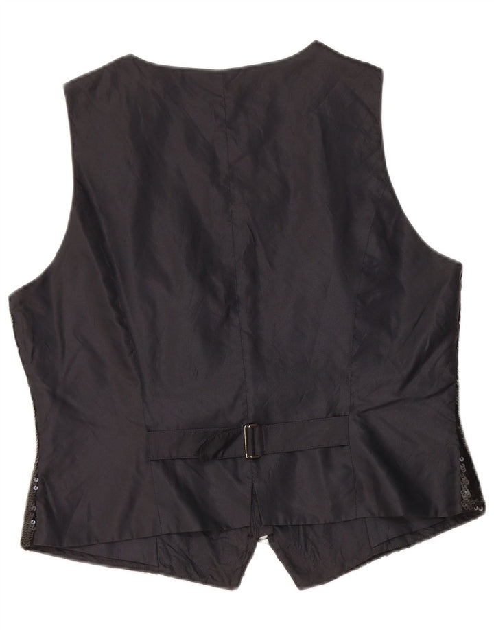 Vintage kvinders pailletter vest UK 12 Medium Black