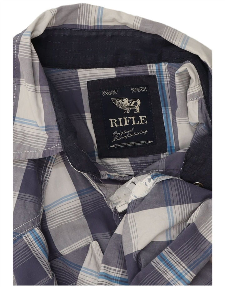 Rifle Kortærmet Herreskjorte Stor Blå Ternet