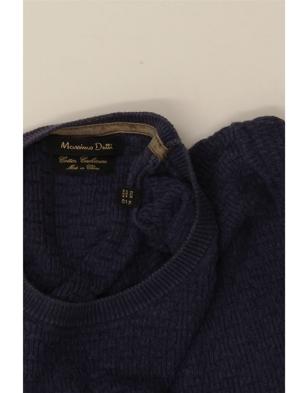 MASSIMO DUTTI Herre sweater med rund hals XL blå bomuld