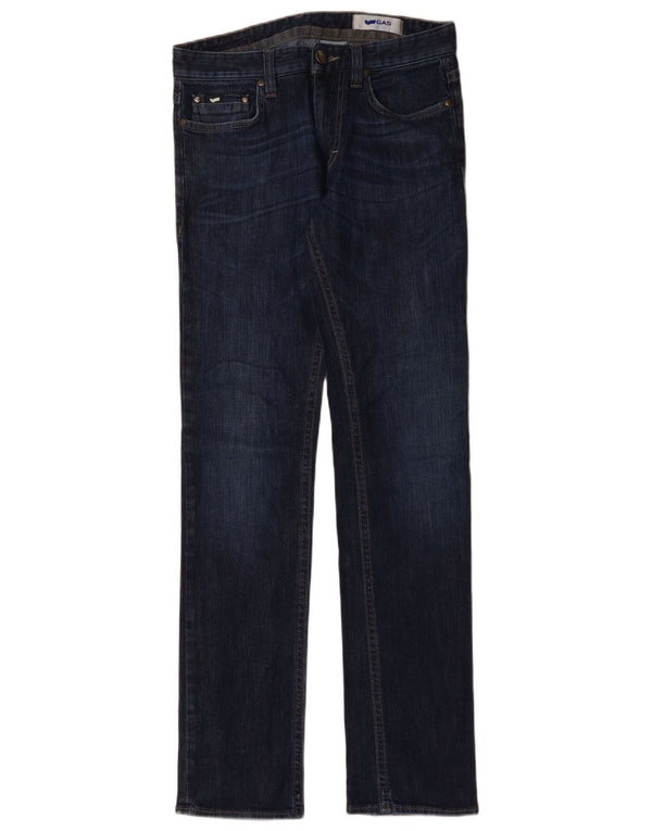 Gas Herre Straight Skinny Jeans W30 L34 Marineblå Bomuld