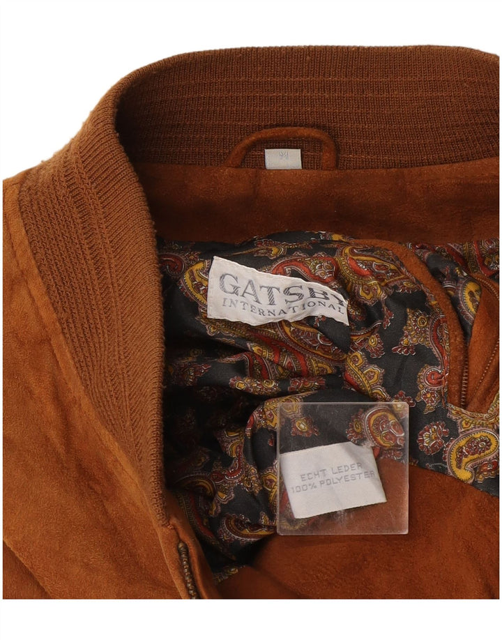 Gatsby Herre Ruskind Bomber Jacket UK 38 Medium Beige Læder