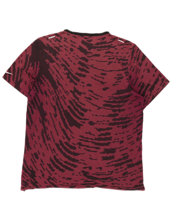 Nike Herre Dri Fit T-shirt Top Large Burgundy Tie Dye Polyester