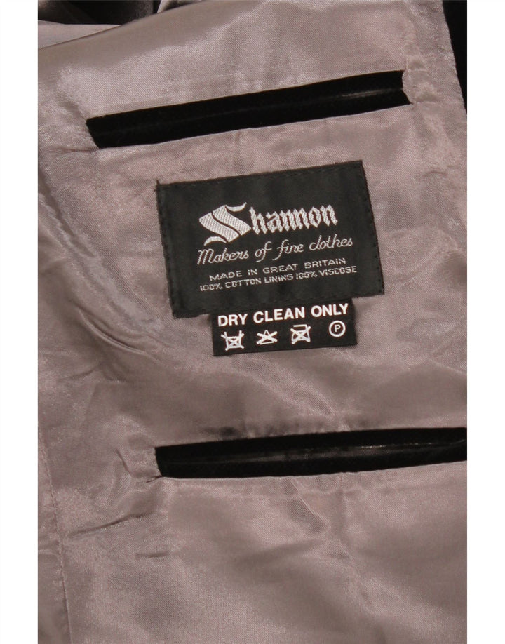 SHANNON Herre 2 Button Velvet Blazer Jacket UK 40 Large Black