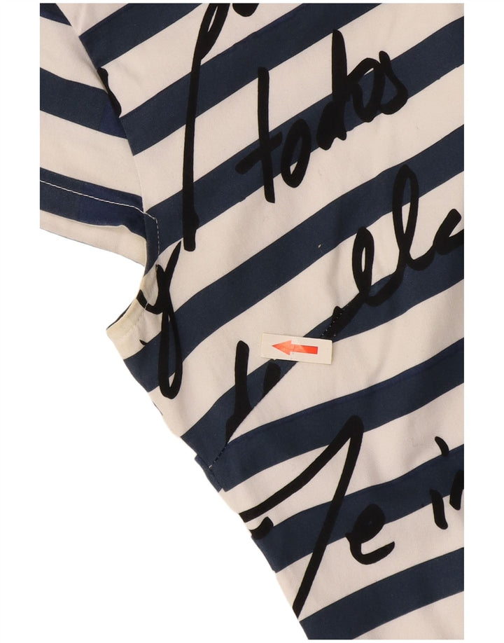 Desigual Kvinders Grafisk Skede Kjole EU 40 Medium Hvid Stribet