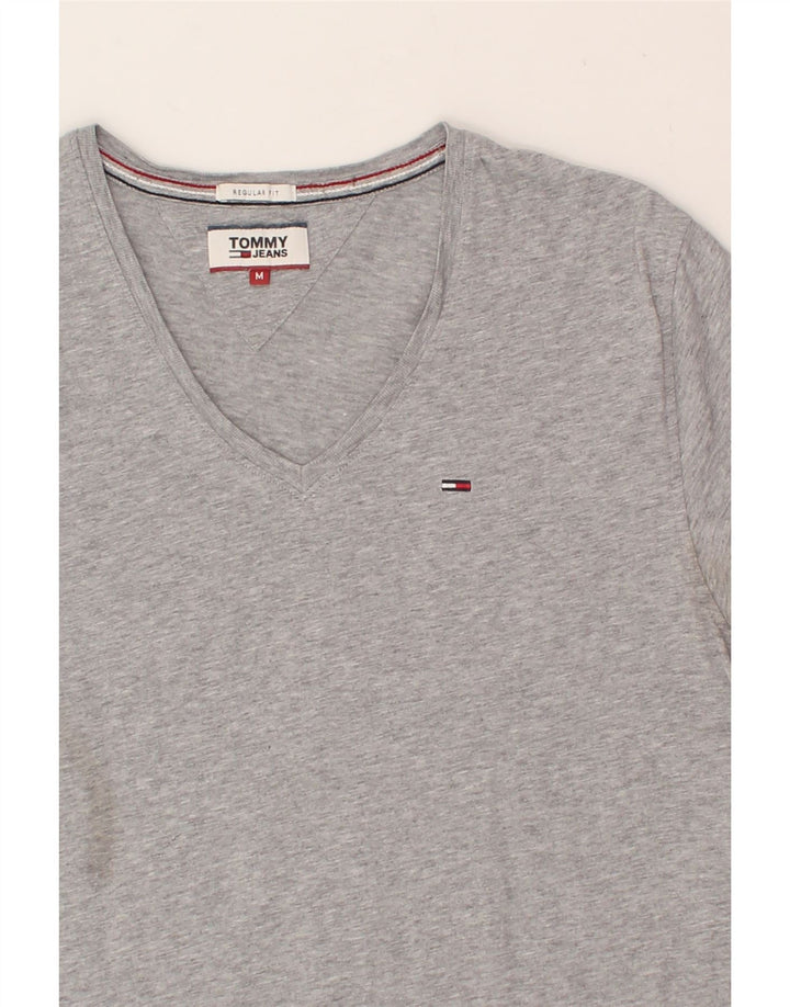 TOMMY HILFIGER Womens Regular Fit T-Shirt Top UK 14 Medium Grey Flecked Vintage Tommy Hilfiger and Second-Hand Tommy Hilfiger from Messina Hembry 