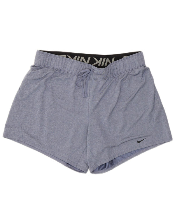 Nike Dame Dri Fit sportsshorts UK 14 Medium Blue Polyester