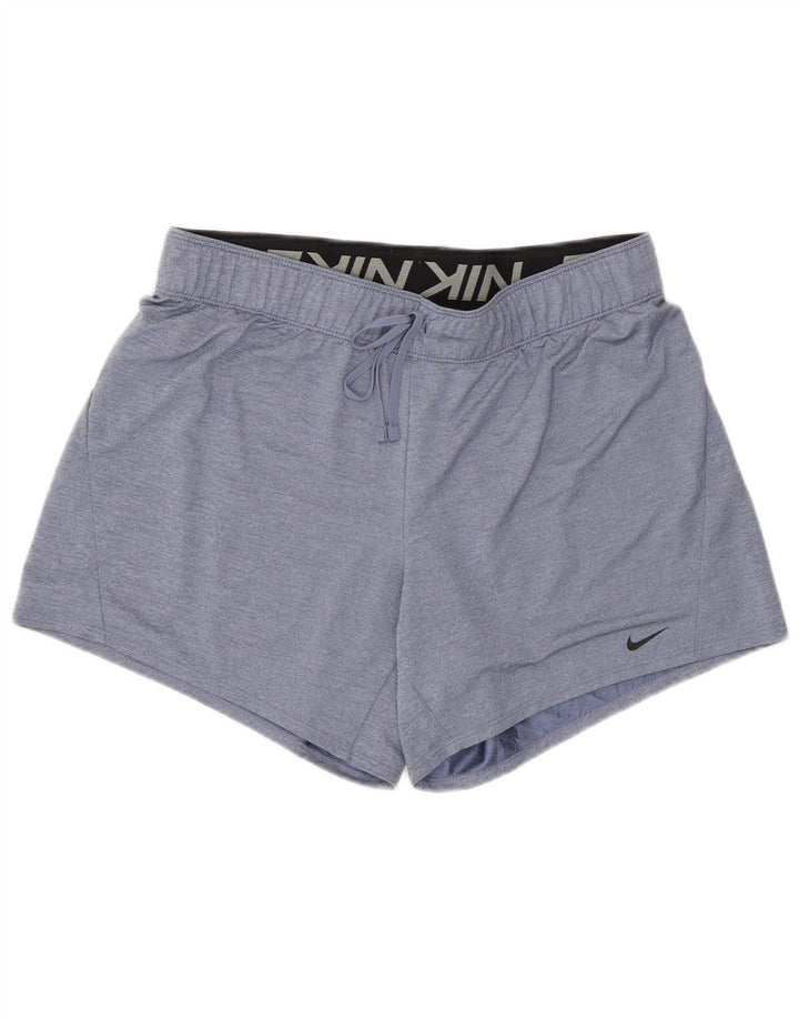 Nike Dame Dri Fit sportsshorts UK 14 Medium Blue Polyester