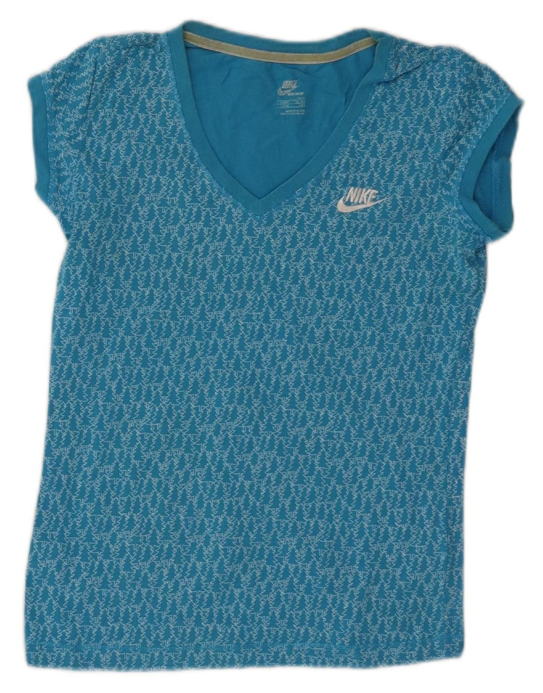 NIKE Womens Graphic T-Shirt Top UK 10 Small Blue Cotton