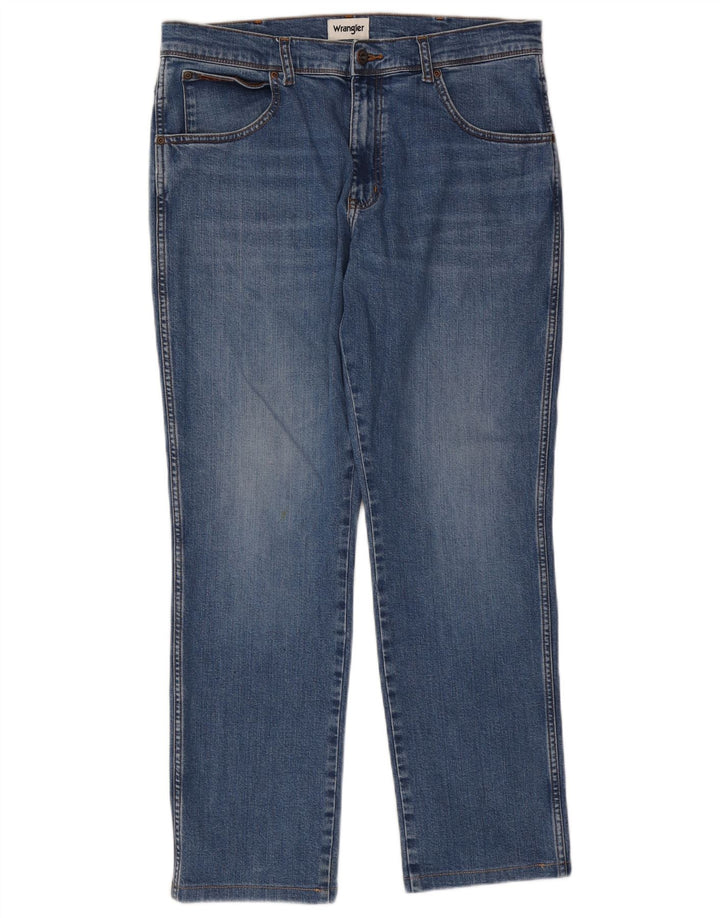Wrangler Herre Texas Stretch Straight Jeans W35 L29 Blå Bomuld