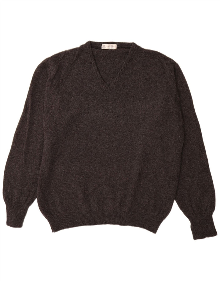 Marks & Spencer Herre V-hals trøje Sweater Large Grå Flecked Lammeuld
