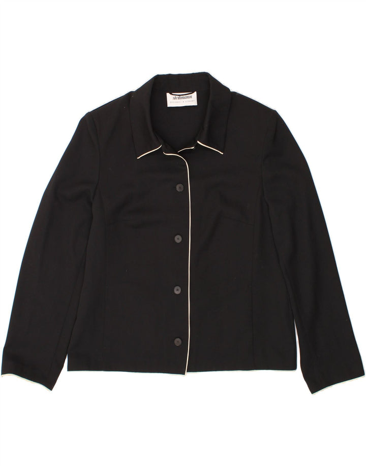 STEILMANN  Womens Shirt Blouse UK 14 Large Black Polyester Vintage Steilmann and Second-Hand Steilmann from Messina Hembry 