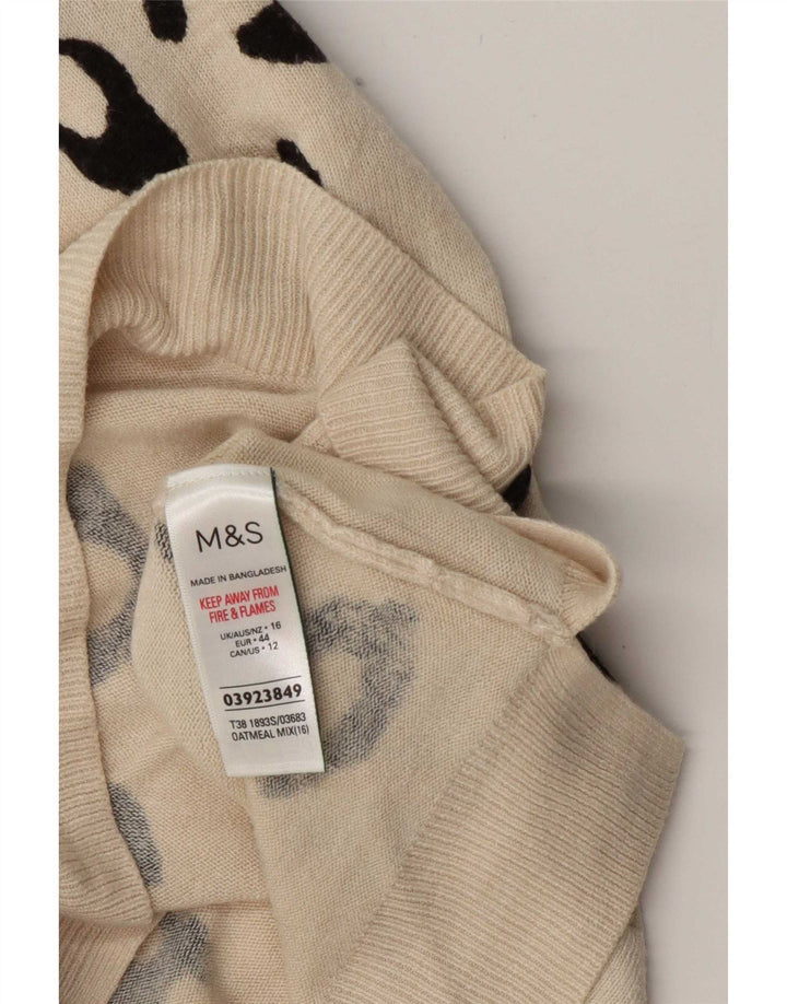 Marks & Spencer Dame Boat Neck Jumper Sweater UK 16 Large Beige