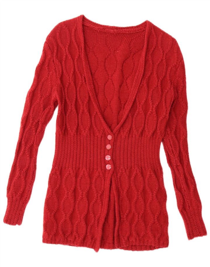 Vintage dame cardigan sweater UK 14 Medium Rød