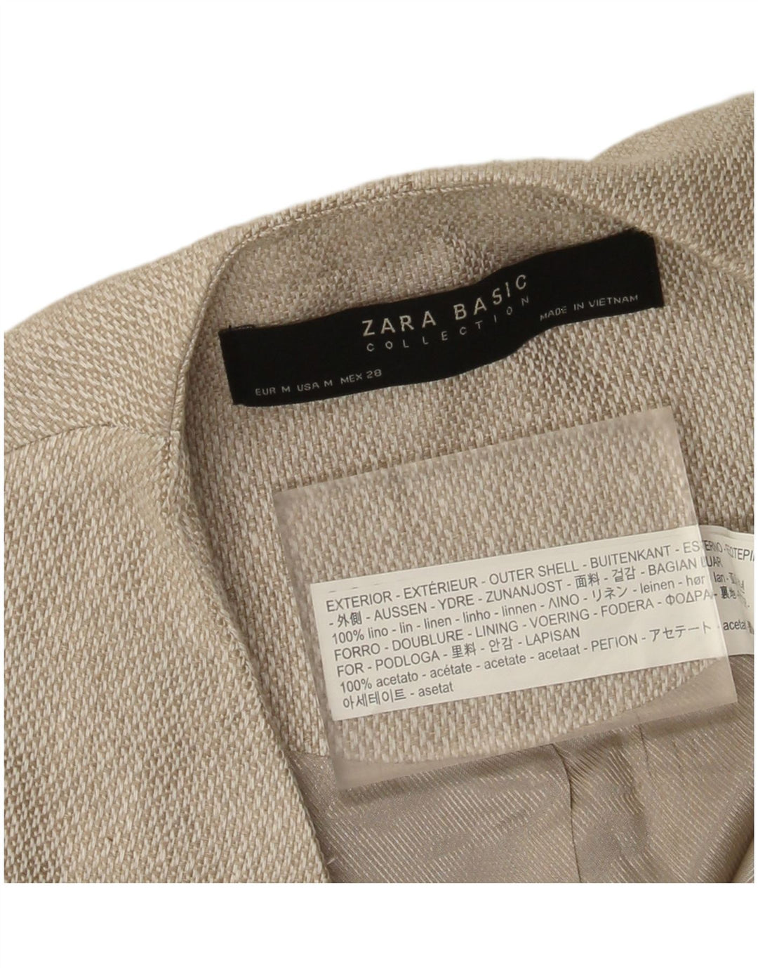 Zara Womens Open Overcoat UK 12 Medium Beige Linen