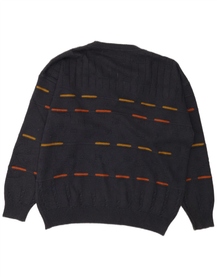 Marcus Herre V-hals sweater IT 54 XL Marineblå Stribet polyakryl