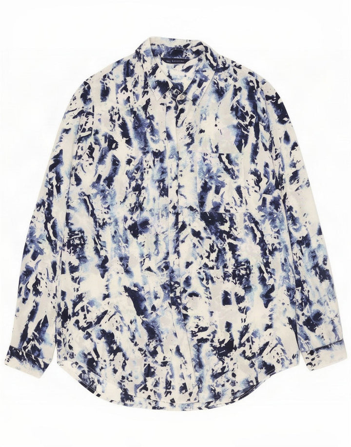 Marks & Spencer Womens Shirt UK 14 Medium White Tie Dye