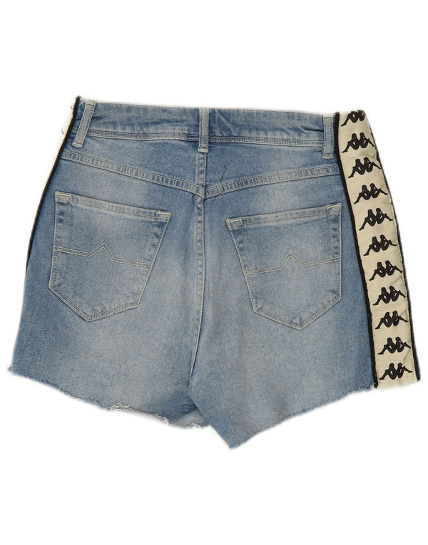 Kappa grafiske denimshorts til kvinder Small W27 Blue Colourblock Bomuld
