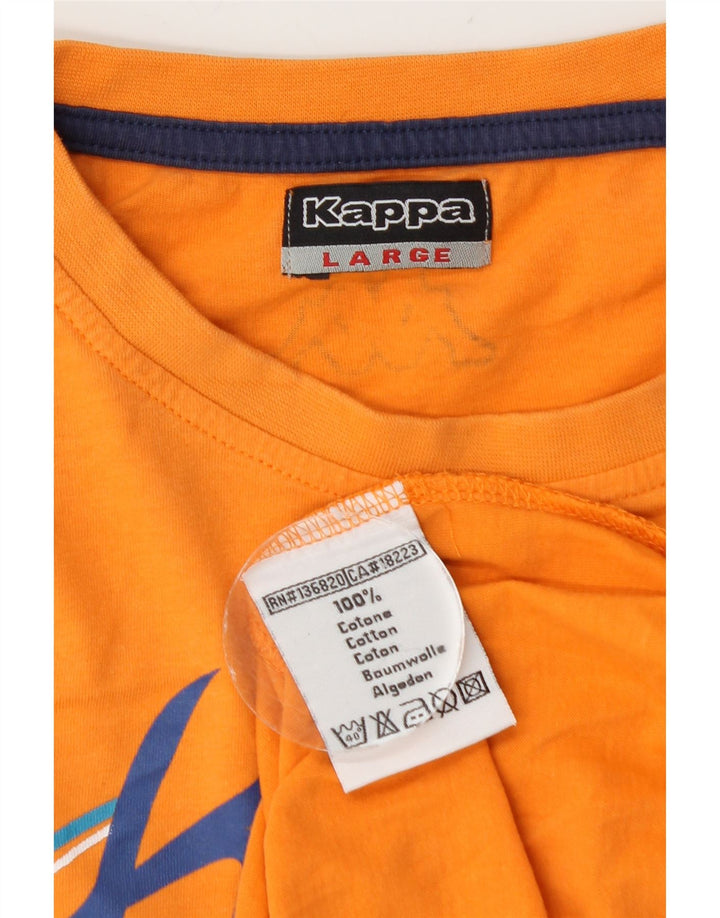 Kappa Herre Grafisk T-Shirt Top Stor Orange Bomuld