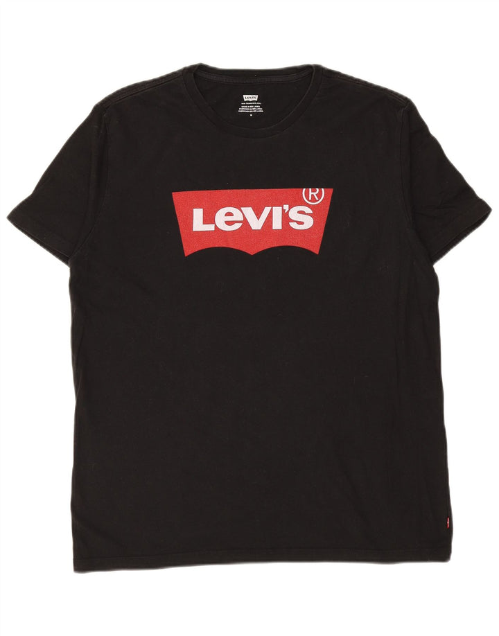 LEVI'S Herre grafisk T-shirt Top Medium Sort Bomuld