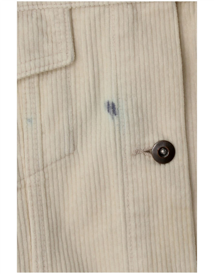 Zara Dame Oversized Corduroy Jacket UK 10 Small Off White Bomuld