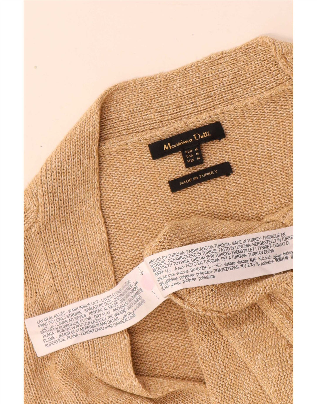 Massimo Dutti Dame Cardigan Sweater UK 14 Medium Beige Viscose