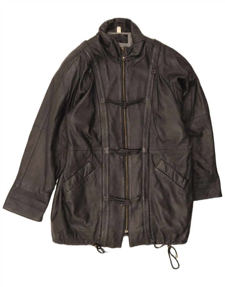 Vintage kvinders oversize læderjakke UK 18 XL sort læder