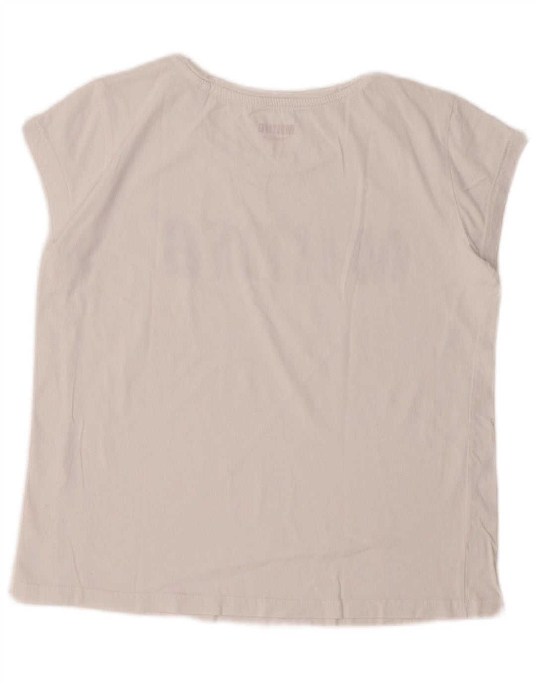 MUSTANG Dame Crop Grafisk T-Shirt Top UK 10 Small White