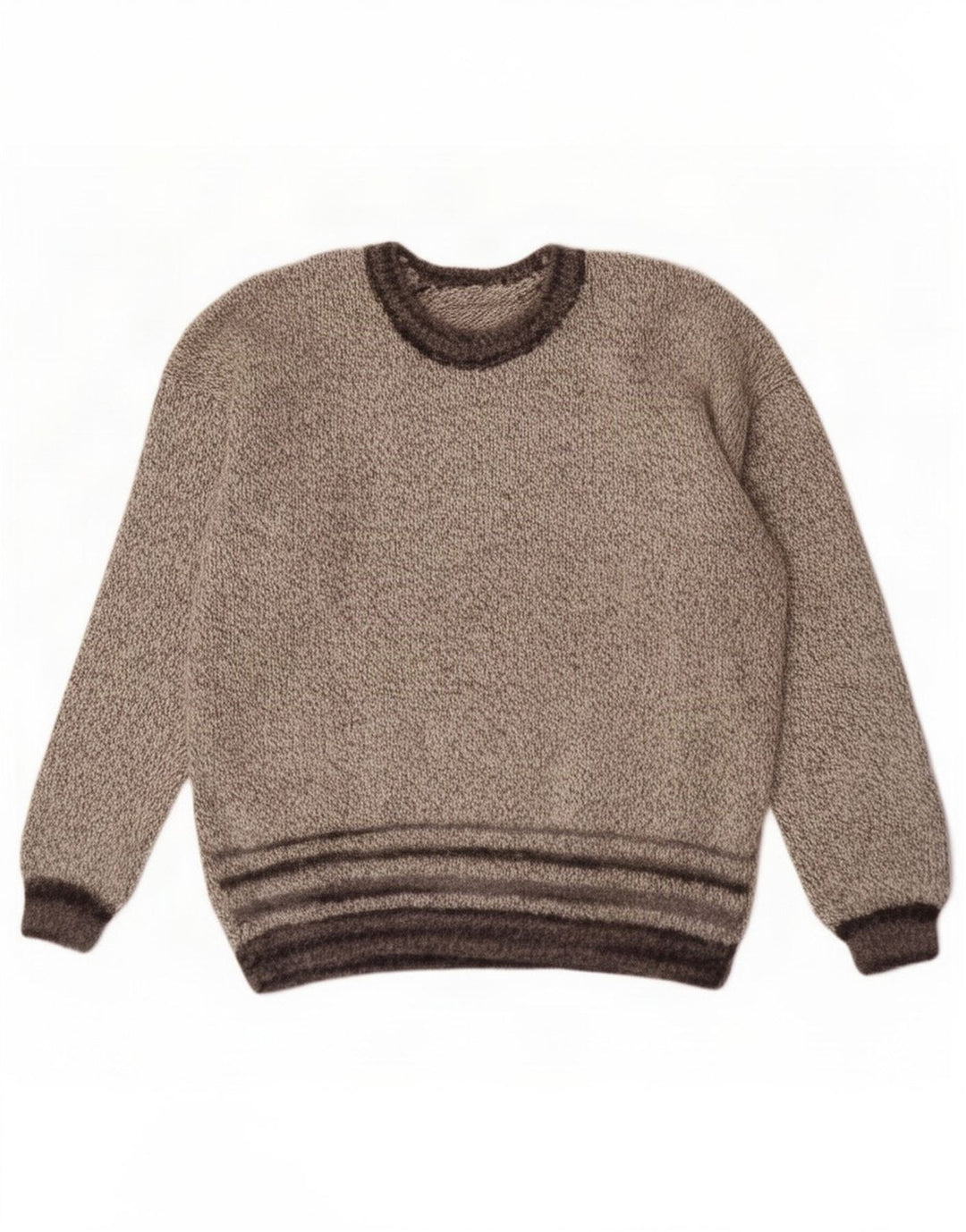 Vintage Herre Boat Neck Jumper Sweater Medium Grå Stribet