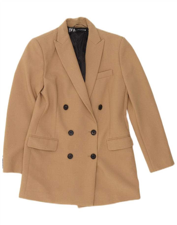 Zara Dame Oversized Double Breasted Blazer Jacket UK 6 XS Beige