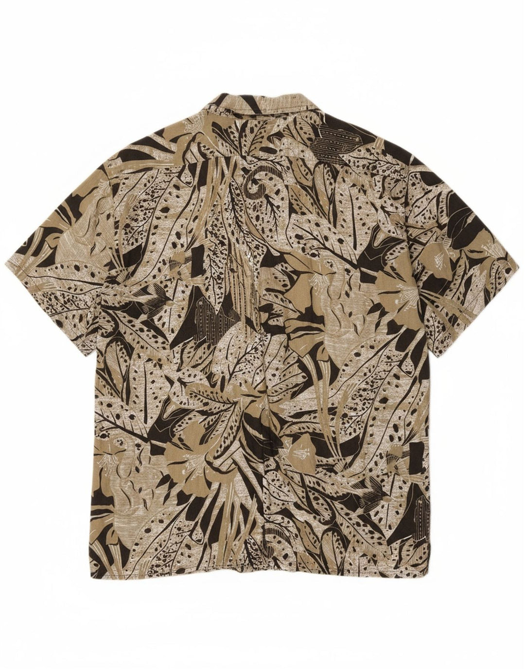 INSPIRED  Mens Abstract Pattern Short Sleeve Shirt XL Khaki Viscose