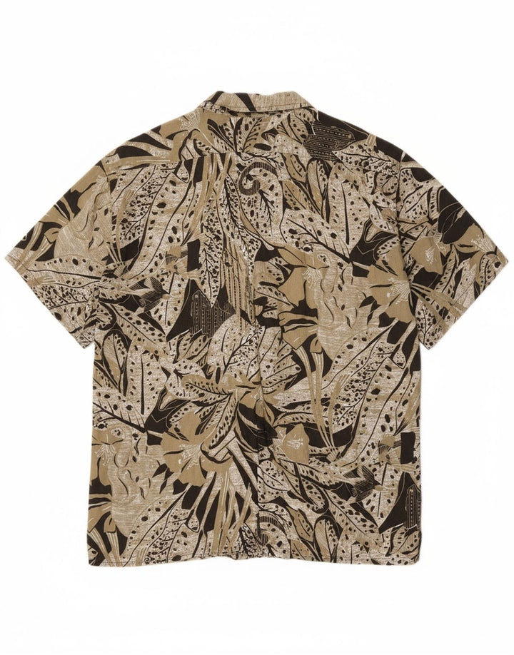 INSPIRED  Mens Abstract Pattern Short Sleeve Shirt XL Khaki Viscose